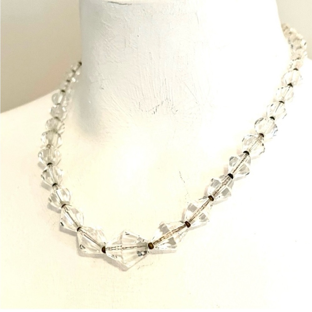 Vintage 30s Faceted Rock Quartz Necklace